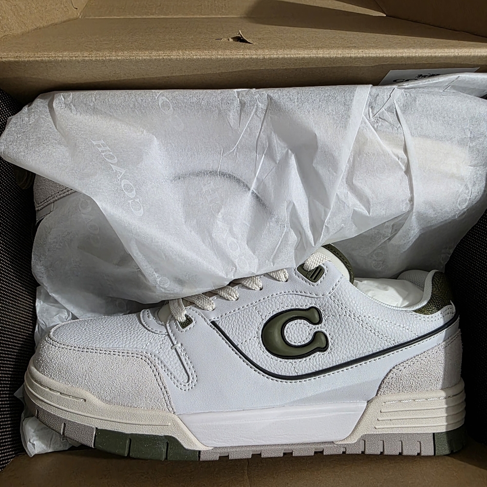 Coach Soho Sneakers Olive Optic White Women's Medium Width New in Box - Picture 7 of 8